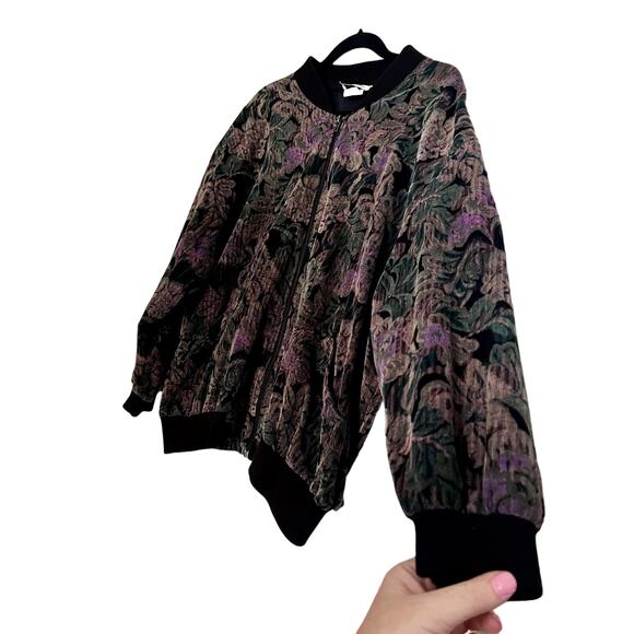 Vintage Rafi Zip Up Floral Bomber Jacket Size 40 With Pockets - Picture 1 of 12